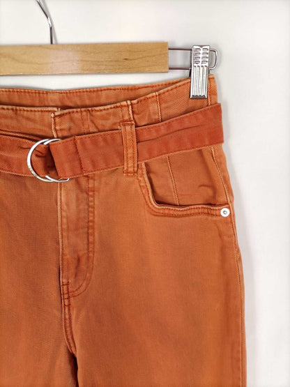BERSHKA.Pantalones denim naranjas T.38
