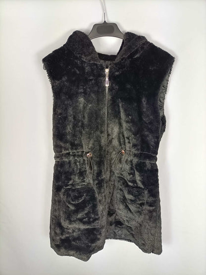 RED QUEEN.Chaleco negro pelo T.s/m