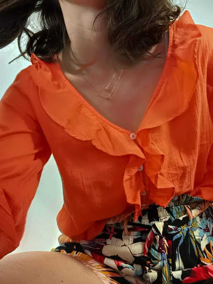 SPRINGFIELD. Orange blouse with ruffles S.36