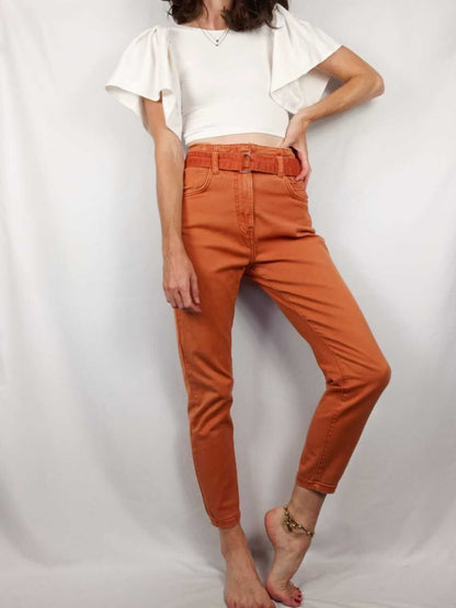 BERSHKA.Pantalones denim naranjas T.38