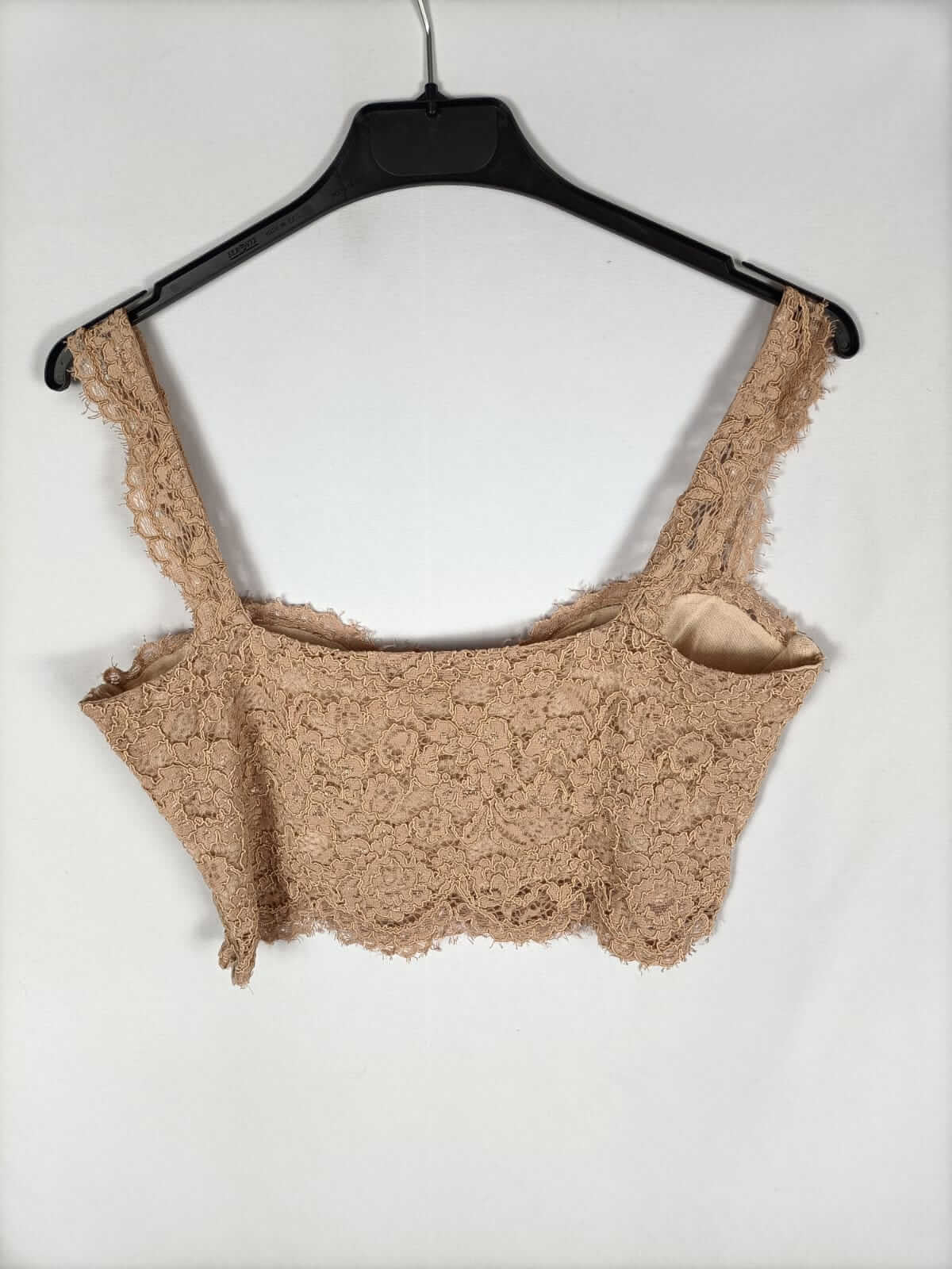 ZARA. Croptop encaje rosa T.l