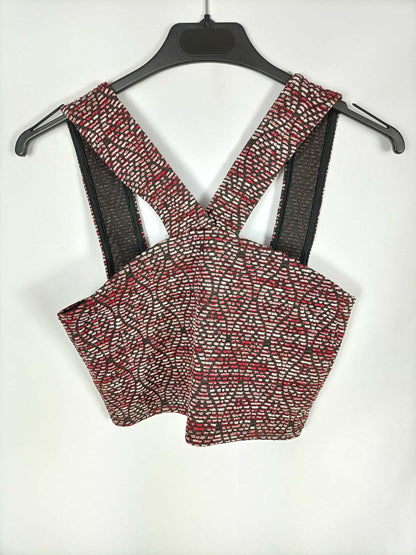 PUL&BEAR. Top étnico rojo y negro T.m