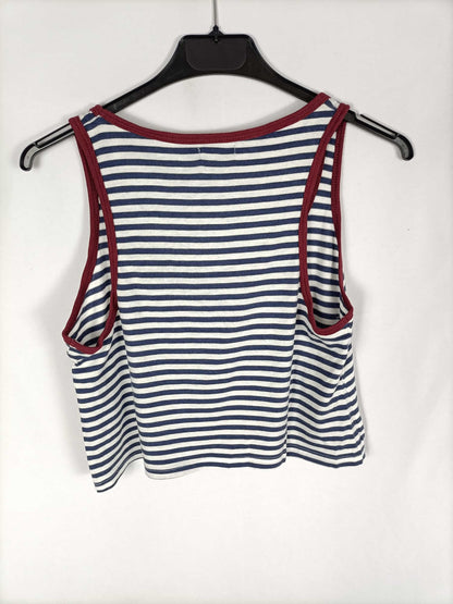 BERSHKA. Top rayas azules T.s