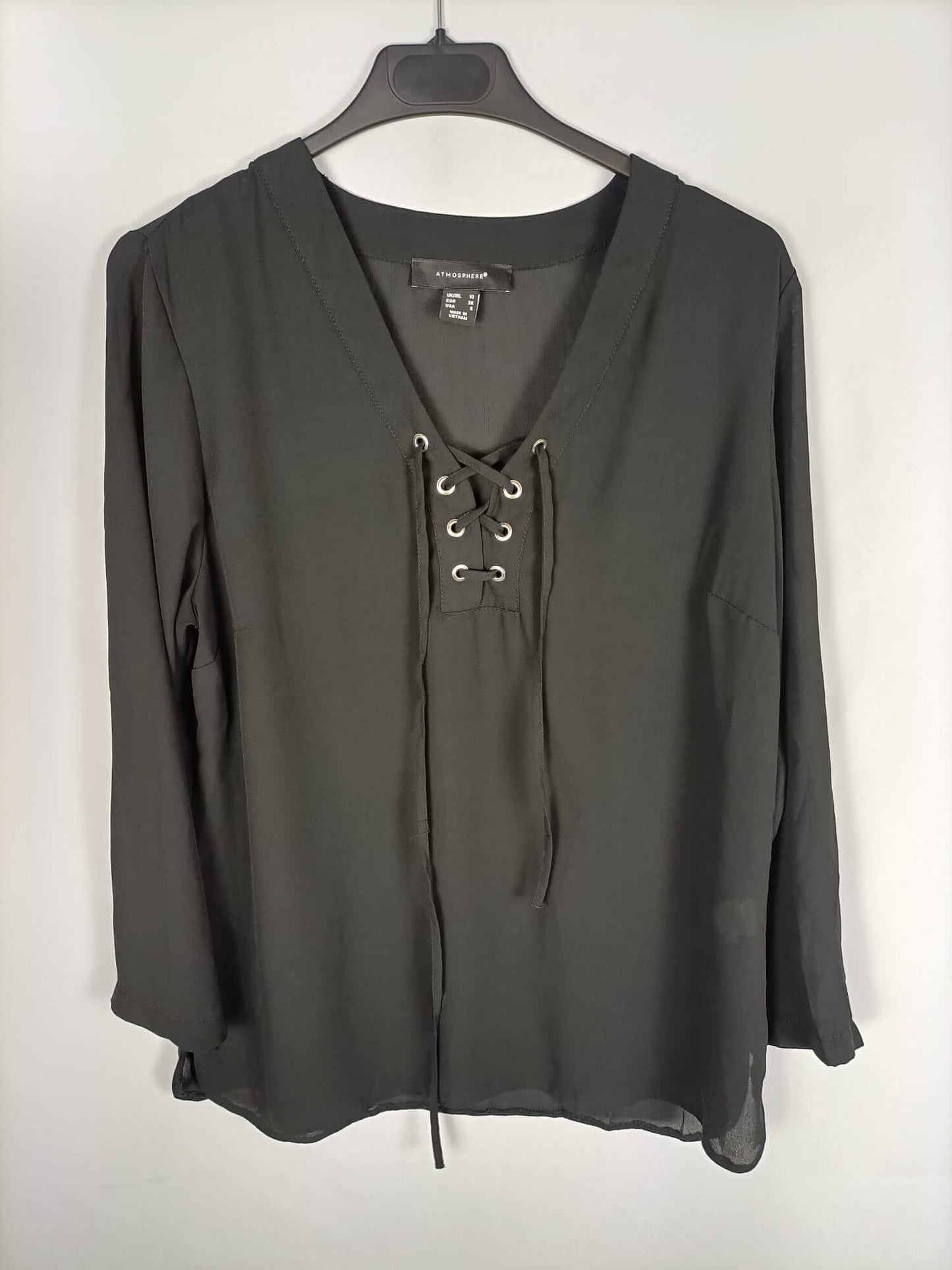 PRIMARK. Black rope blouse, size 38