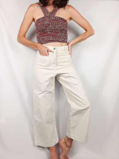 PUL&BEAR. Top étnico rojo y negro T.m