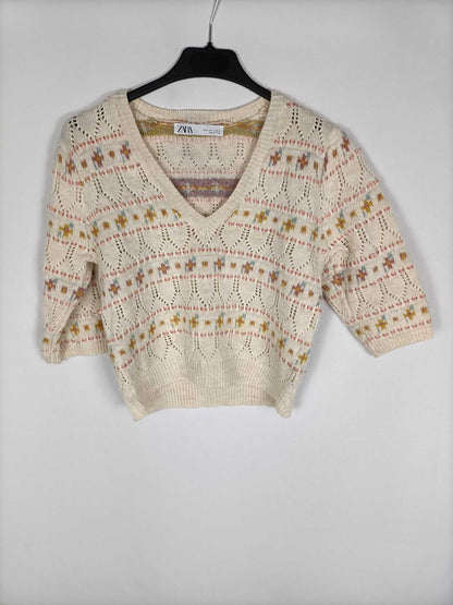 ZARA.Jersey cortito mangas 3/4 T.s