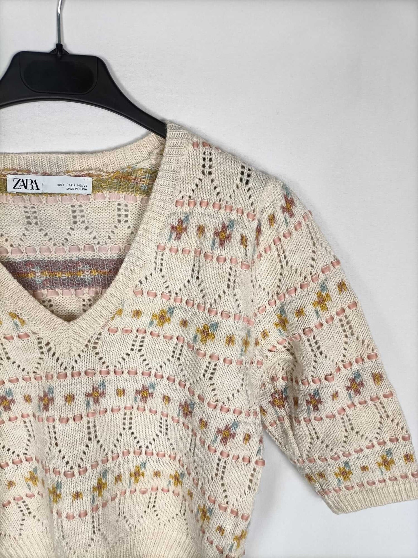 ZARA.Jersey cortito mangas 3/4 T.s