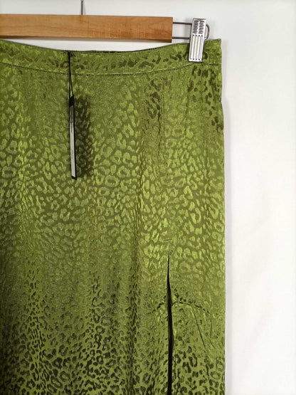 MOTEL. Falda verde animal print T.s