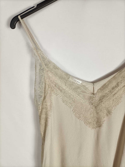 OYSHO. Top beige lencero T.s