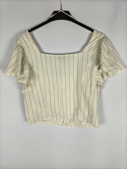 ZARA. Top beige rayas T.l