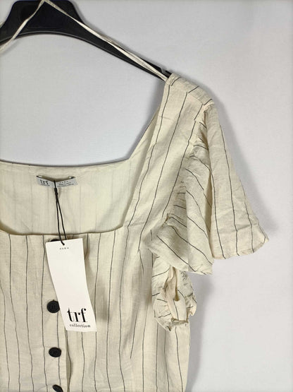 ZARA. Top beige rayas T.l