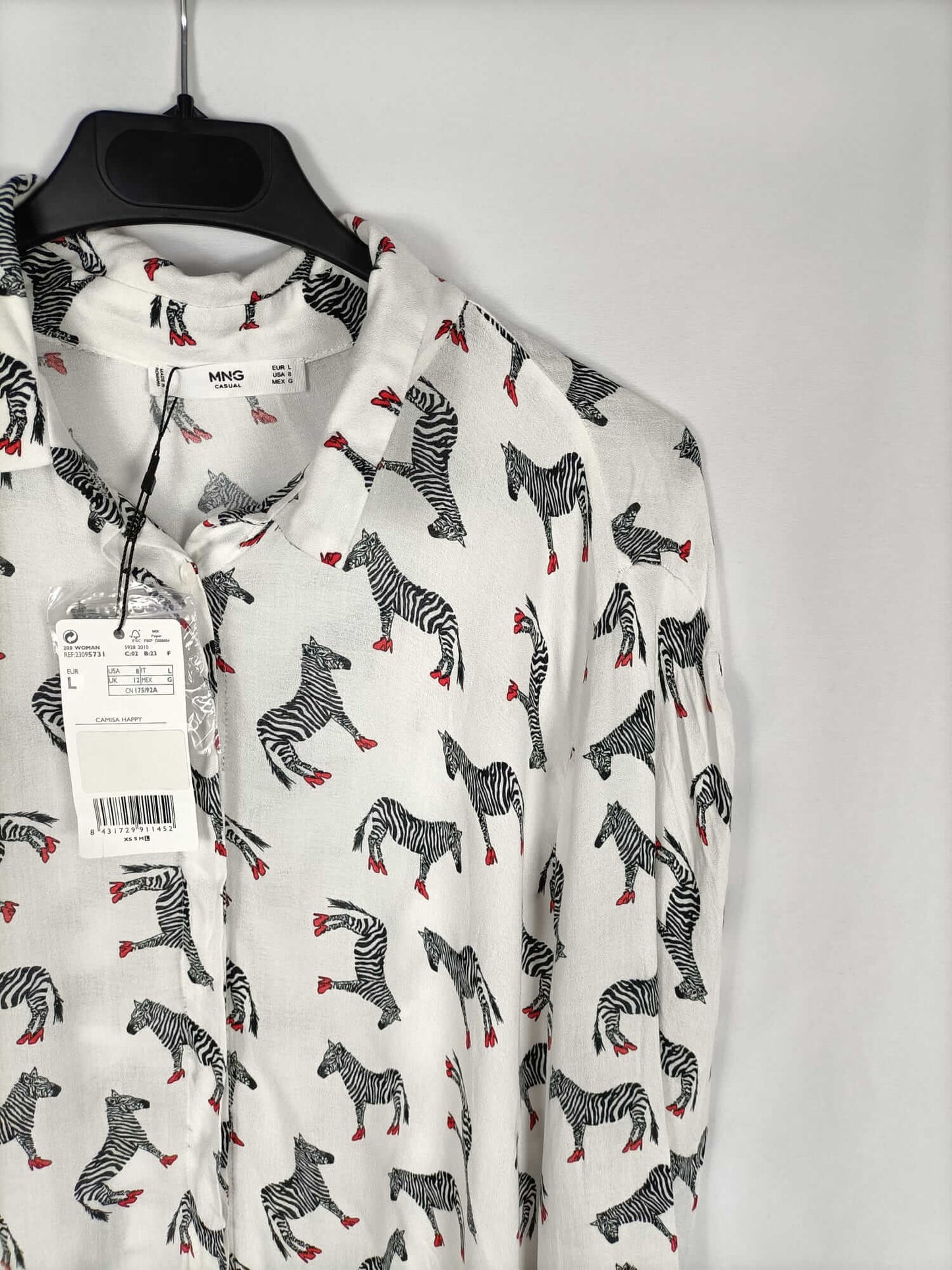 MANGO. Camisa cebras T.l