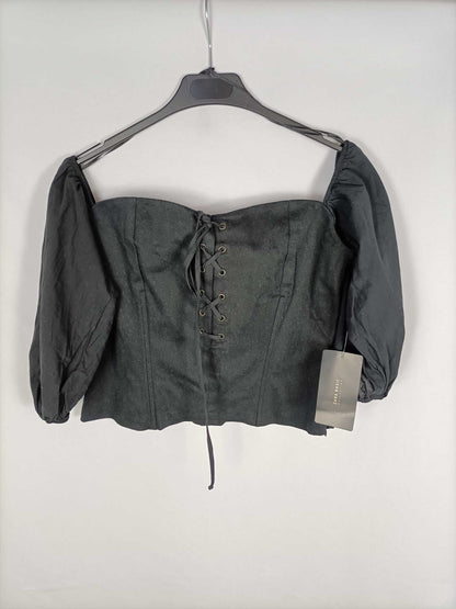 ZARA. Top negro corset T.l