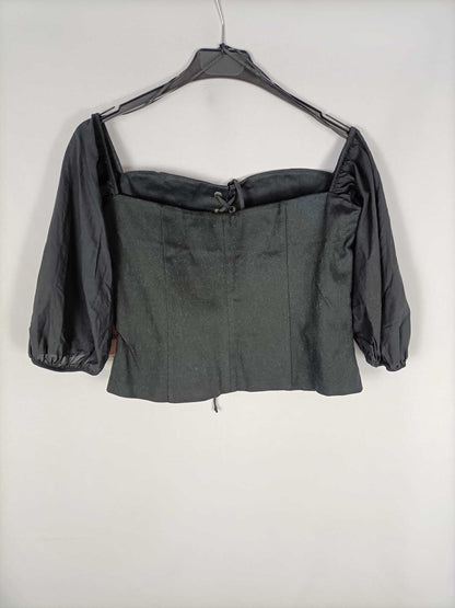 ZARA. Top negro corset T.l