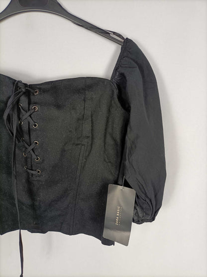 ZARA. Top negro corset T.l