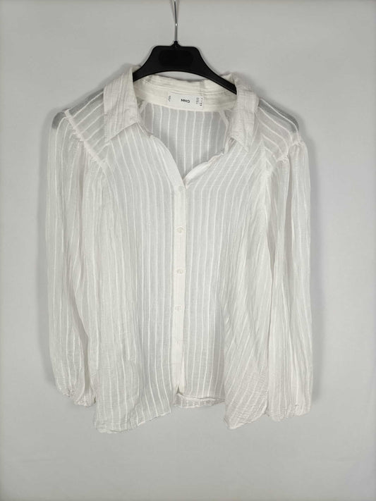 MANGO. Blusa blanca rayas T.m