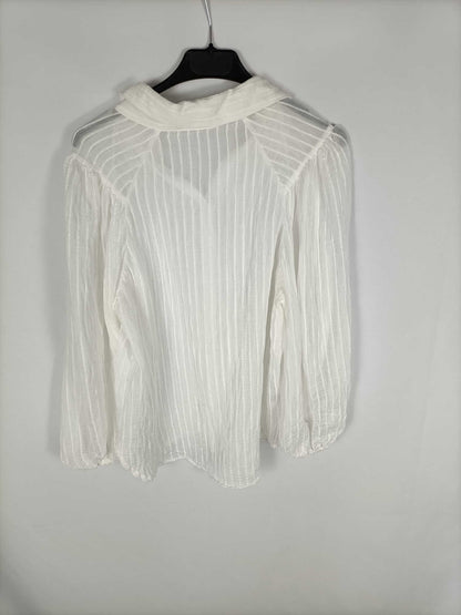 MANGO. Blusa blanca rayas T.m