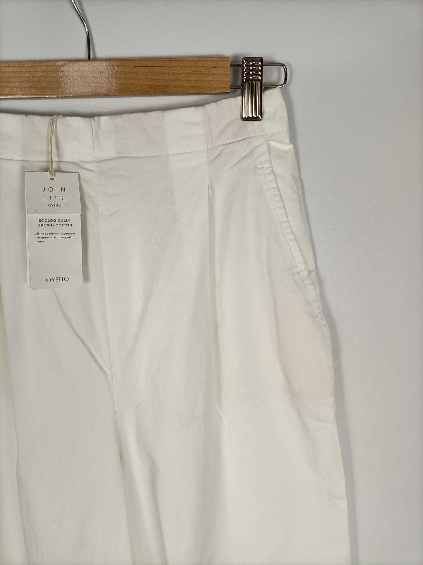 OYSHO. Pantalón blanco palazzo T.m