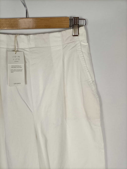 OYSHO. Pantalón blanco palazzo T.m