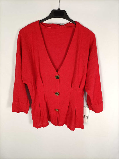 ZARA. Red tweed blouse TM