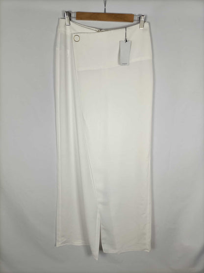 MANGO. Pantalón cruzado blanco T.38