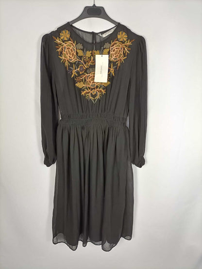ZARA. Black embroidered dress Tm
