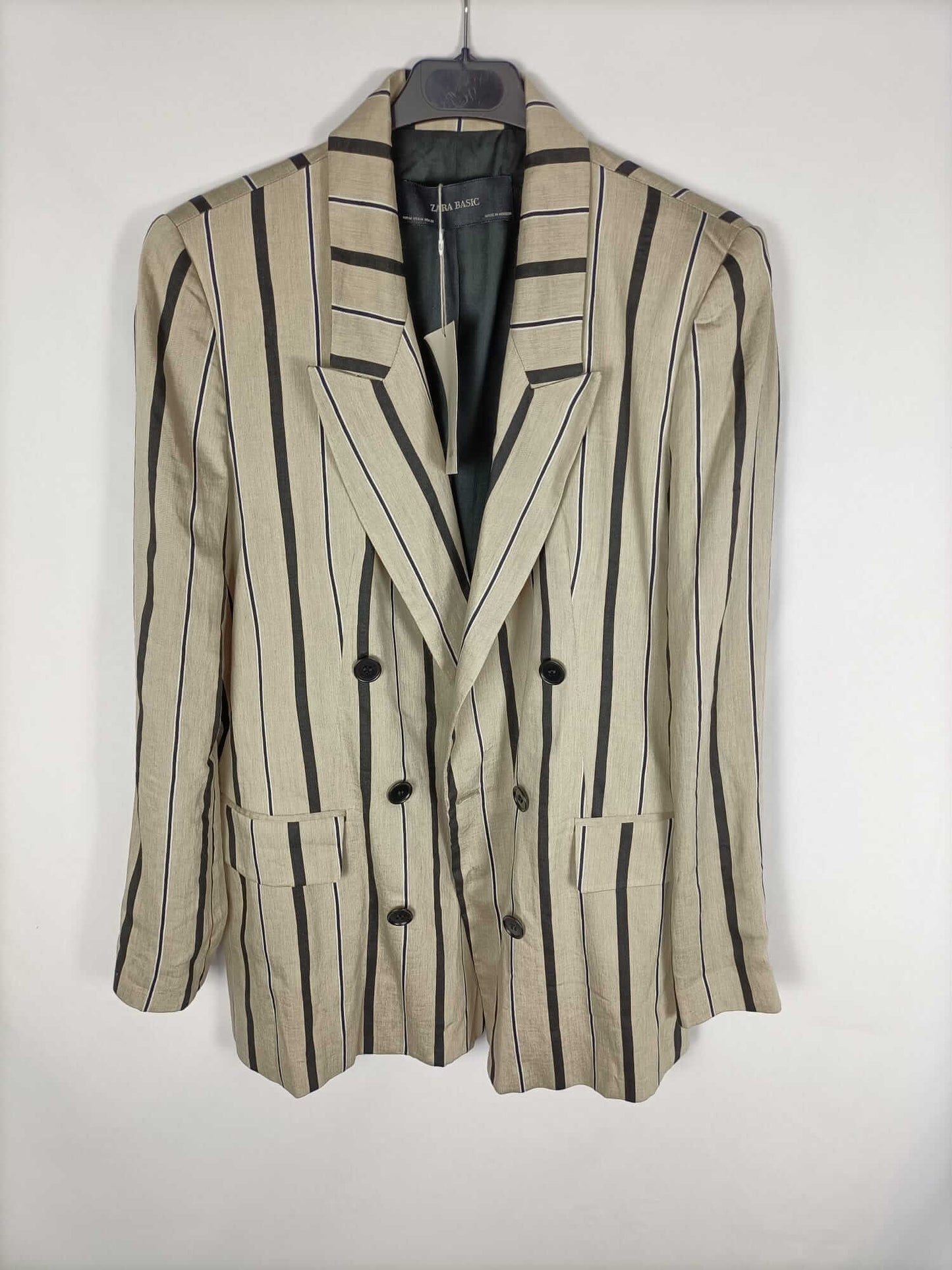 ZARA. Blazer beige rayas T.m