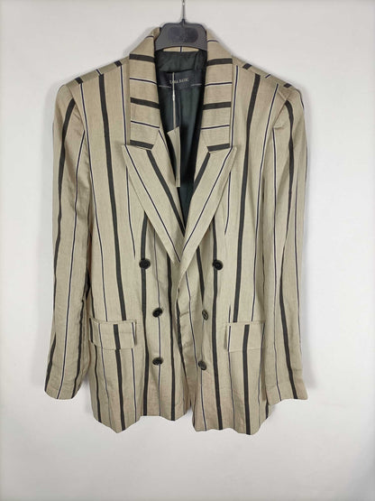 ZARA. Blazer beige rayas T.m
