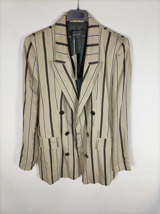 ZARA. Blazer beige rayas T.m
