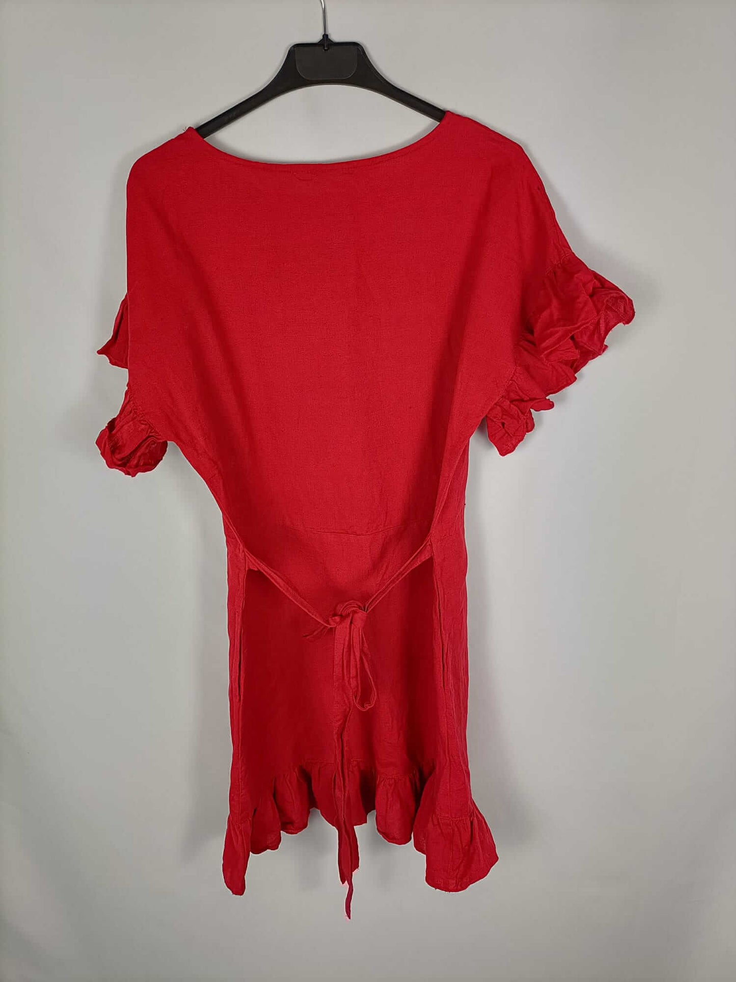 MANGO. Vestido rojo volante T.m