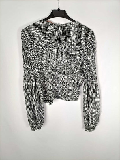 ZARA. Top fruncido cuadros vichí T.m
