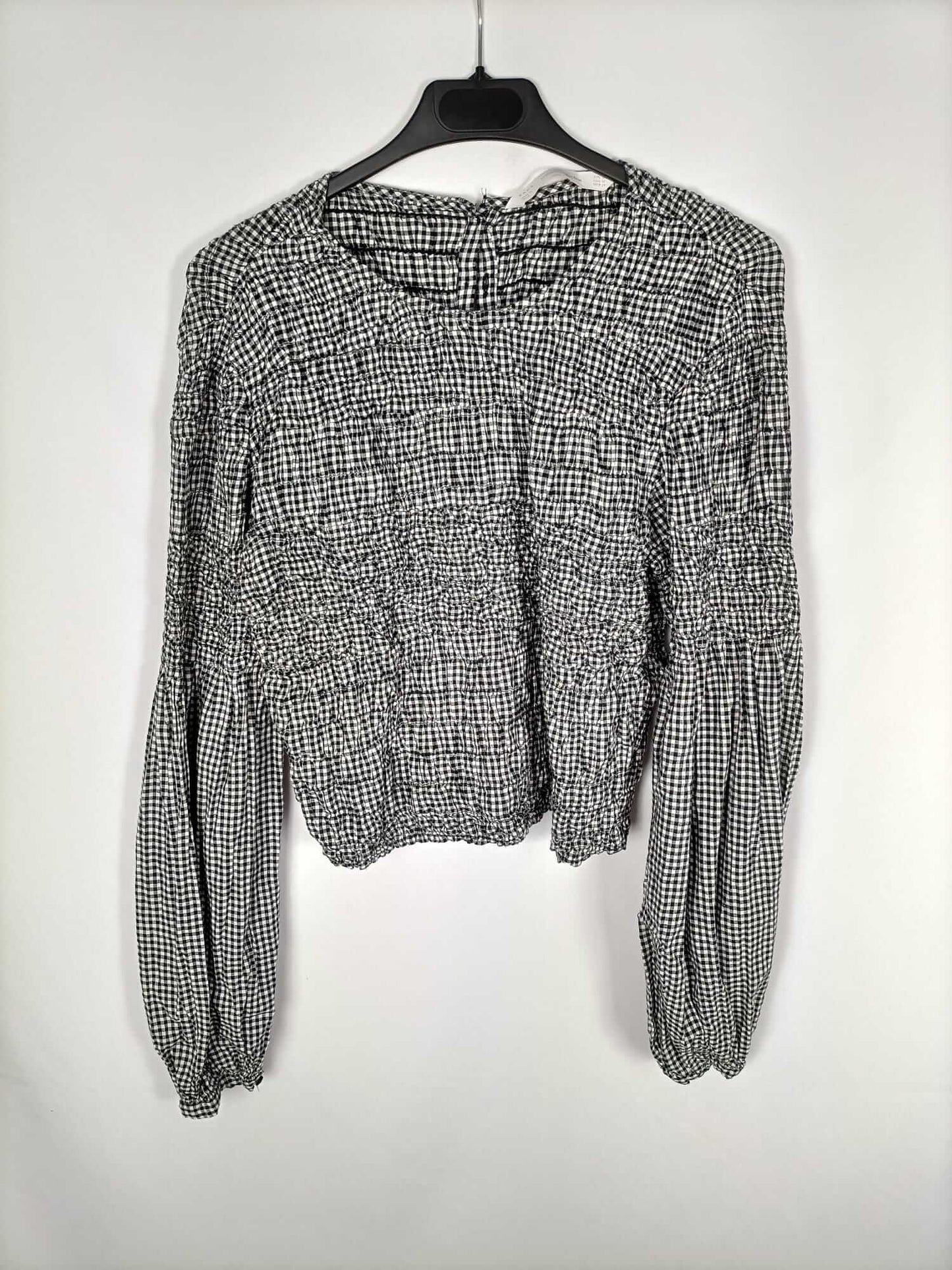 ZARA. Top fruncido cuadros vichí T.m