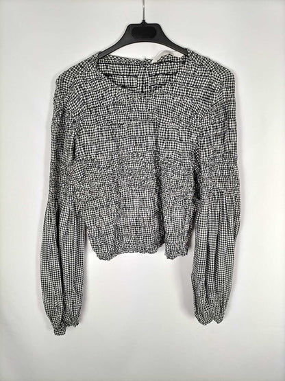 ZARA. Top fruncido cuadros vichí T.m