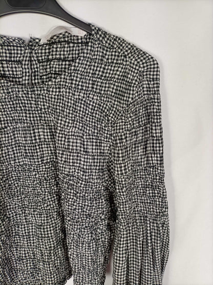 ZARA. Top fruncido cuadros vichí T.m