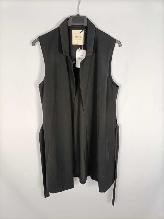 AMICHI. Chaleco negro cruzado T.m
