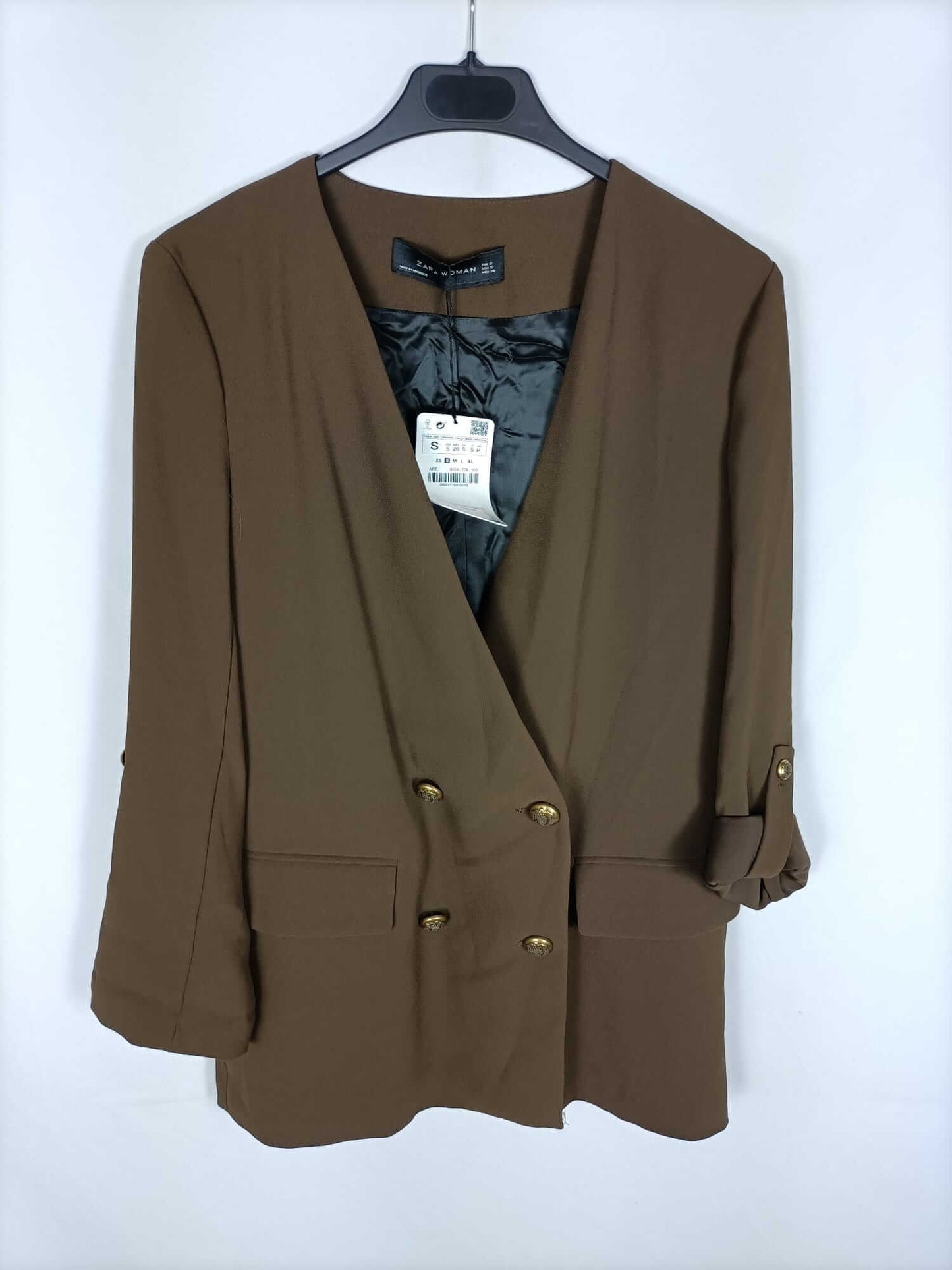 ZARA. Blazer verde cruzada  T.s