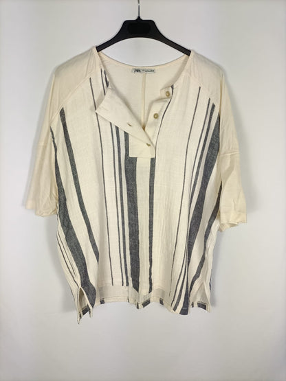 ZARA. Blusa rayas oversized T.l