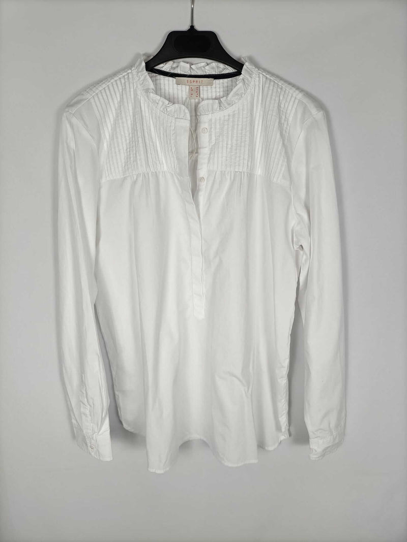 ESPRIT.Blusa blanca detalle plisado T.36
