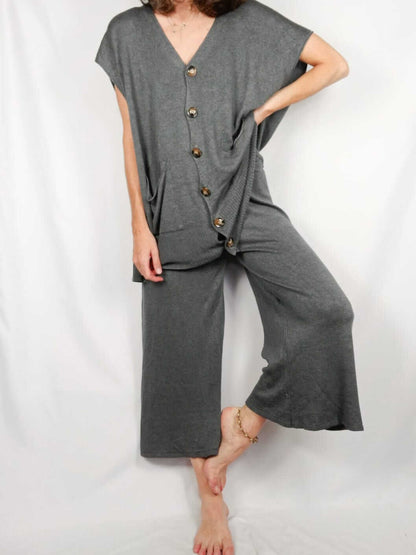 BUGANVILIA. Cárdigan gris punto TU (s/m)