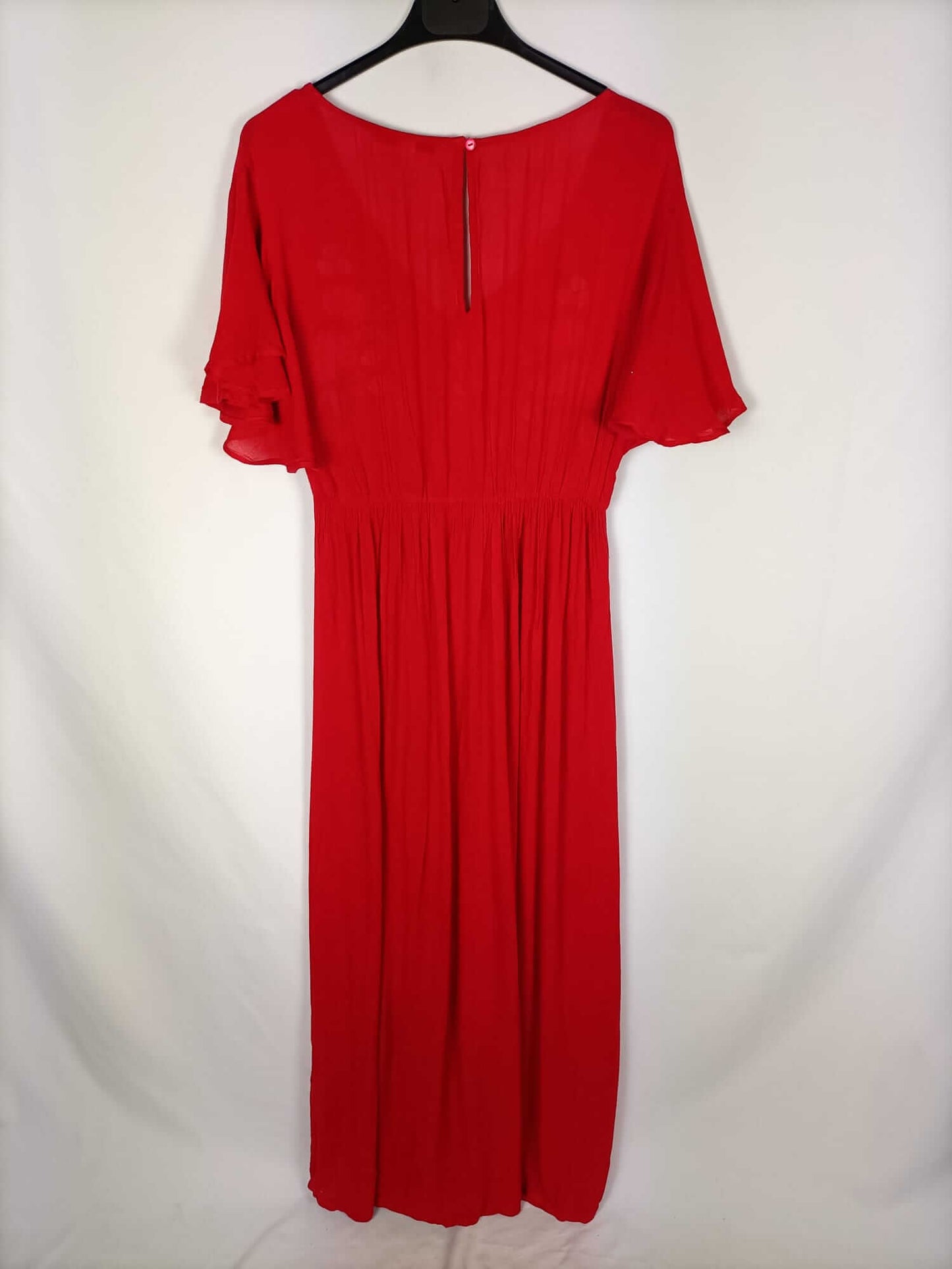 VENCA.Vestido largo rojo bordado T.s