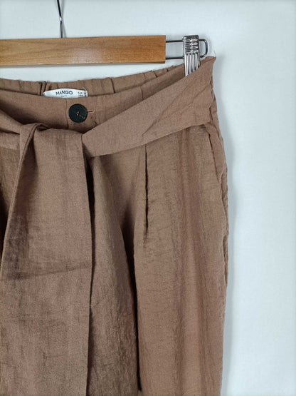 MANGO.Pantalones marrones fluidos T.36
