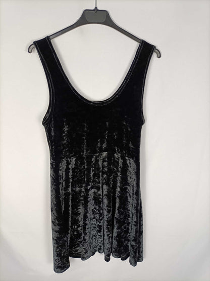 TOPSHOP.Vestido negro terciopelo corto T.40