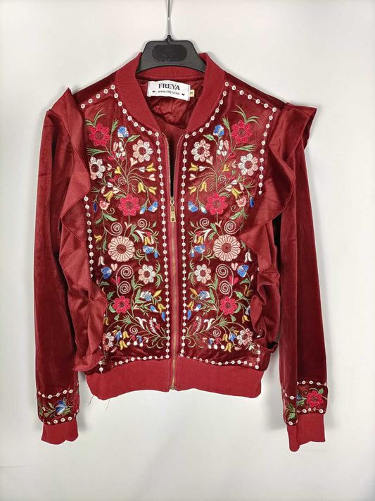 FREYA.Bomber burdeos bordados T.s