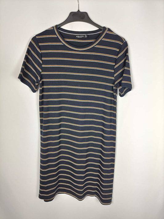 BERSHKA. Short blue striped dress Tm