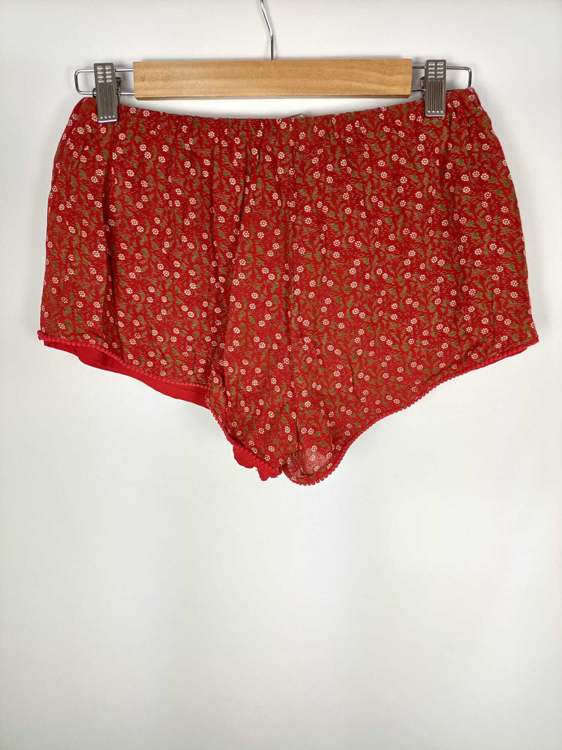 ZARA.Shorts rojo flores T.s