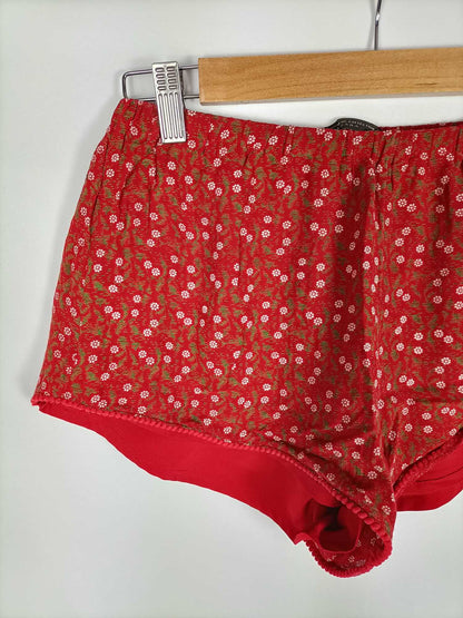 ZARA.Shorts rojo flores T.s