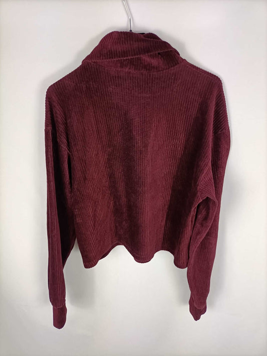 BERSHKA.Top pana burdeos T.m