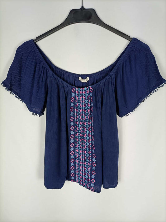 SPRINGFIELD.Top azul detalle étnico T.36