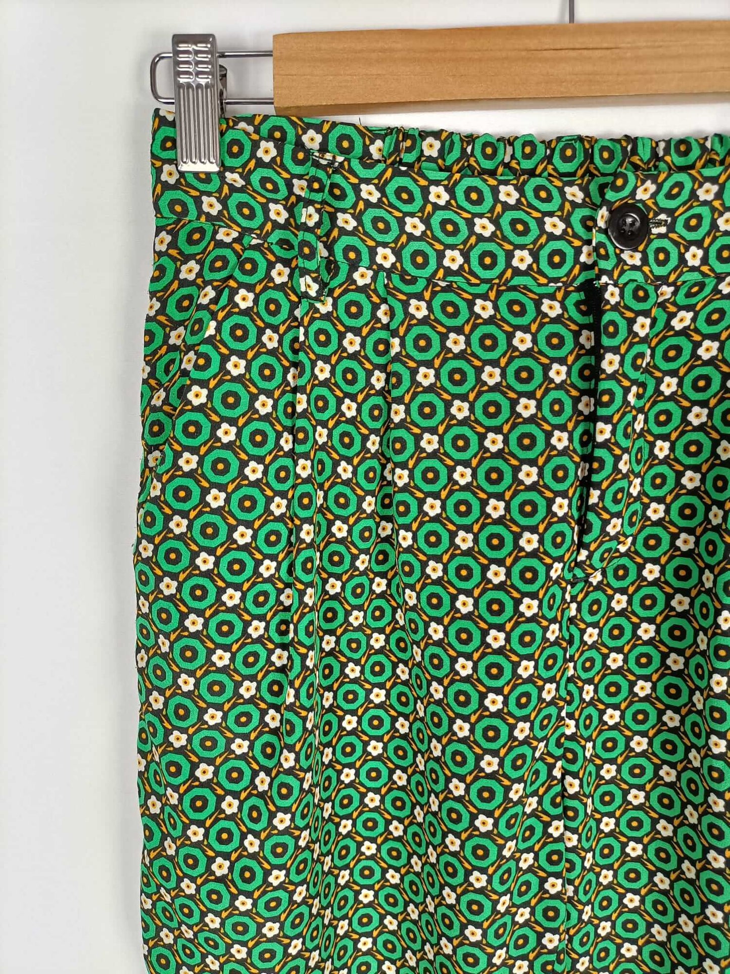 SEE U SOON.Green printed pants S.36