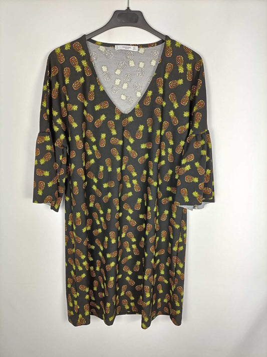 MANGO.Vestido negro piñas T.s